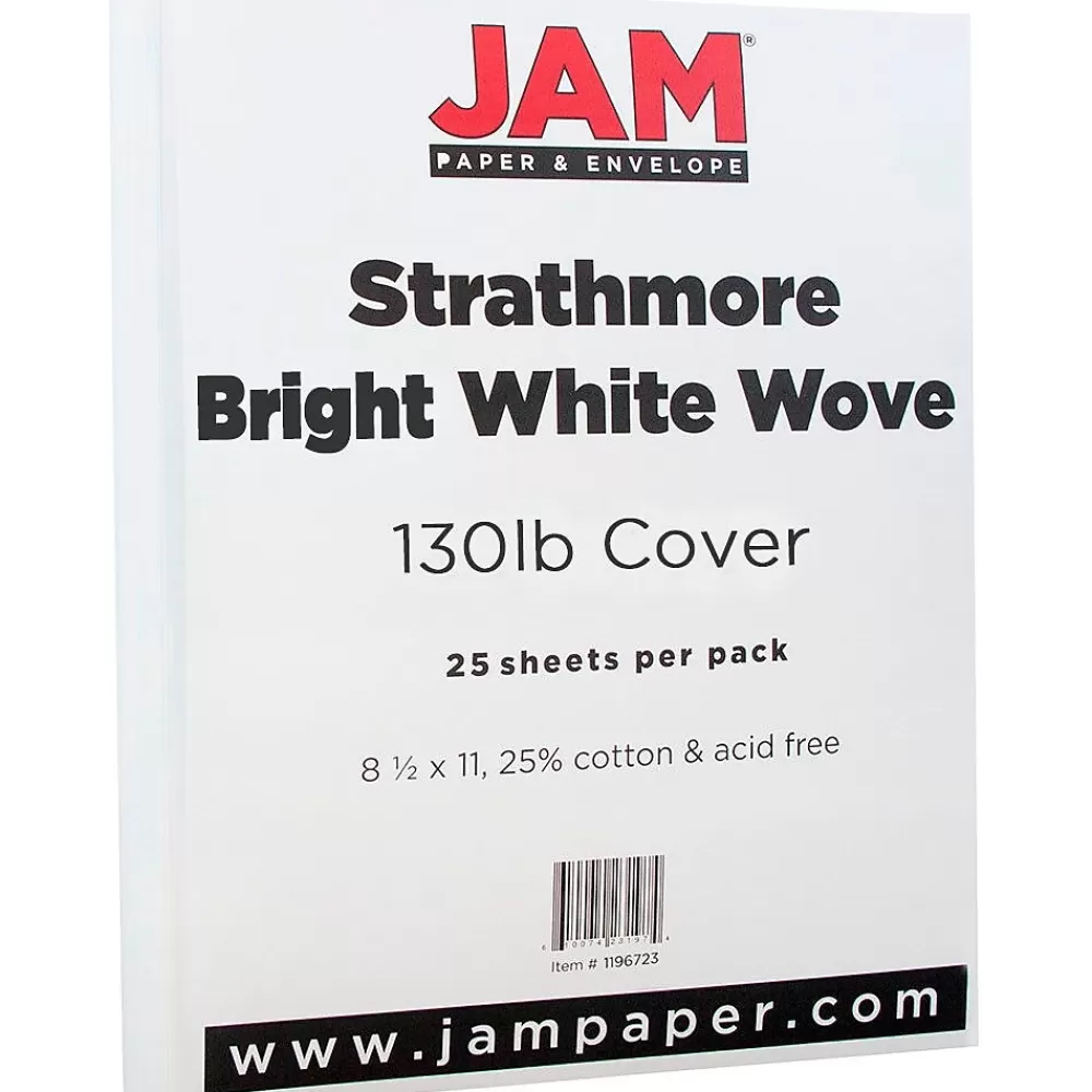 JAM Paper Strathmore 130 lb. Cardstock Paper, 8.5" x 11", Bright White, 25 Sheets/Pack (1196723) Shop