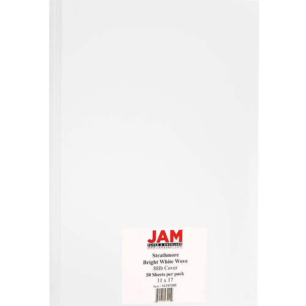 JAM Paper Strathmore 88 lb. Cardstock Paper, 11" x 17", Bright White, 50 Sheets/Pack (41747390) Discount