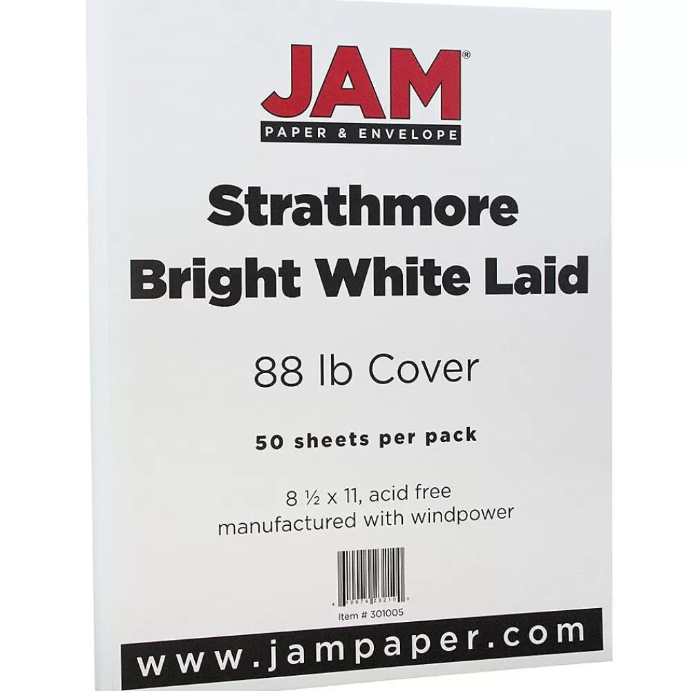 JAM Paper Strathmore 80 lb. Cardstock Paper, 8.5" x 11", Bright White, 50 Sheets/Pack (301005) Clearance
