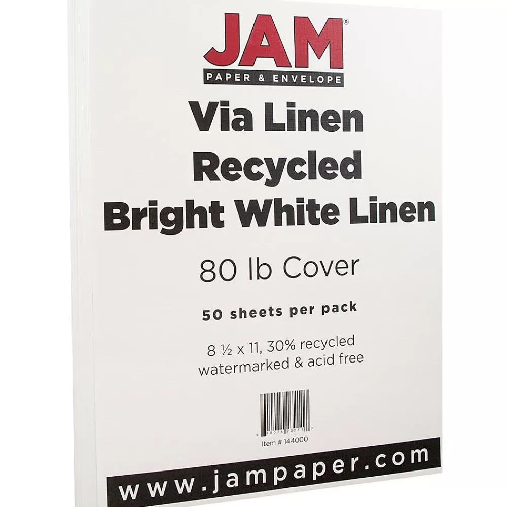JAM Paper Strathmore 80 lb. Cardstock Paper, 8.5" x 11", Bright White, 50 Sheets/Pack (144000) Best Sale