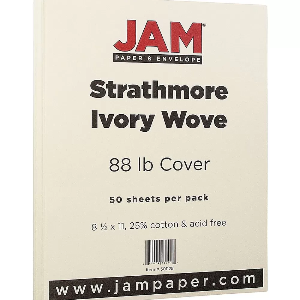 JAM Paper Strathmore 80 lb. Cardstock Paper, 8.5" x 11", Ivory, 50 Sheets/Pack (301125) Clearance
