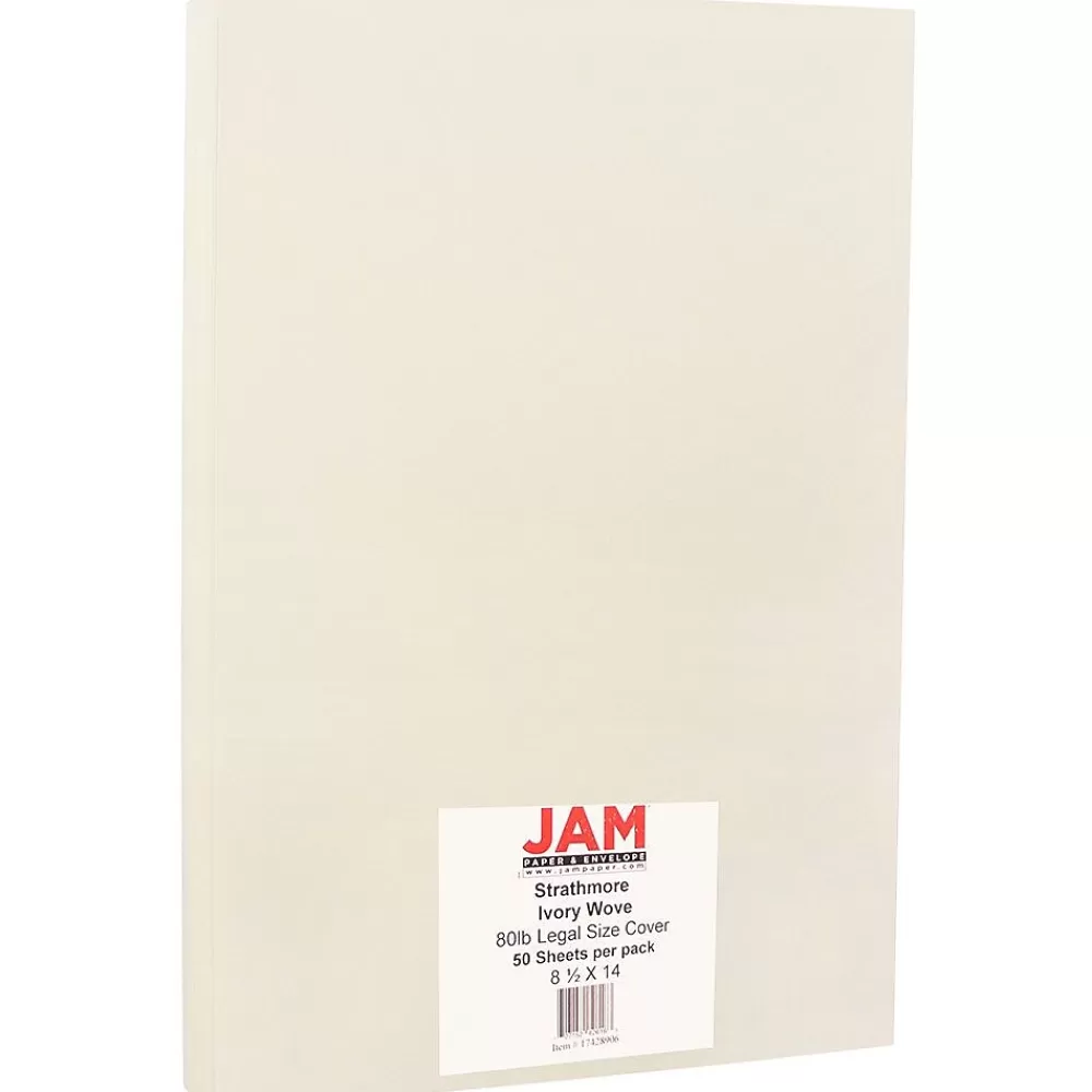 JAM Paper Strathmore 80 lb. Cardstock Paper, 8.5" x 14", Ivory White Wove, 50 Sheets/Pack (17428906) Hot