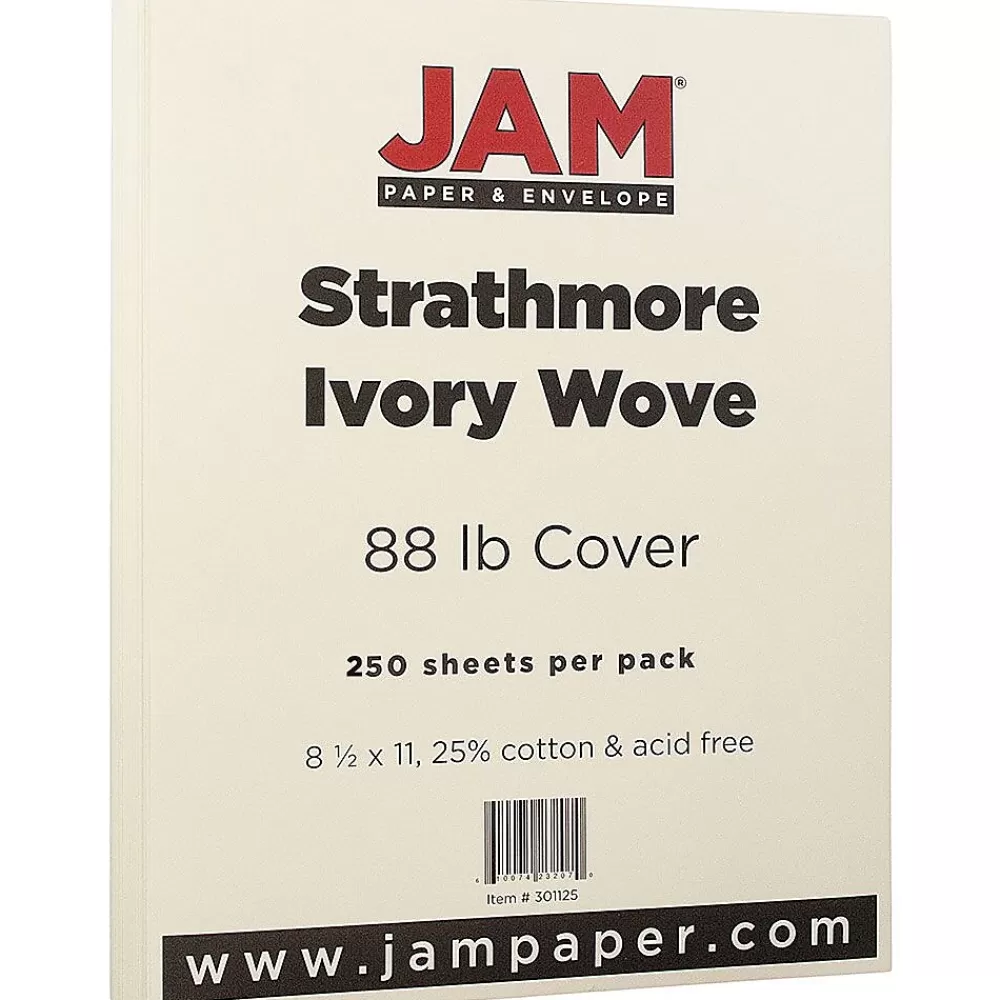 JAM Paper Strathmore 80 lb. Cardstock Paper, 8.5" x 11", Ivory Wove, 250 Sheets/Ream (301125B) Shop