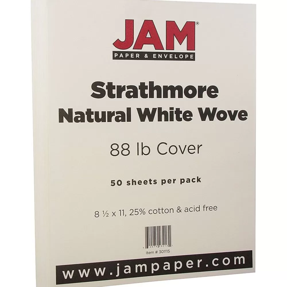 JAM Paper Strathmore 80 lb. Cardstock Paper, 8.5" x 11", Natural White, 50 Sheets/Pack (301115) Best Sale