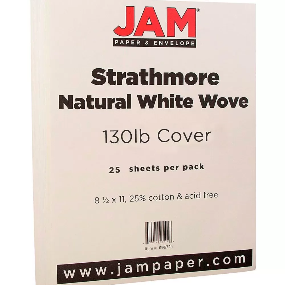 JAM Paper Strathmore 130 lb. Cardstock Paper, 8.5" x 11", Natural White, 25 Sheets/Pack (1196724) Flash Sale