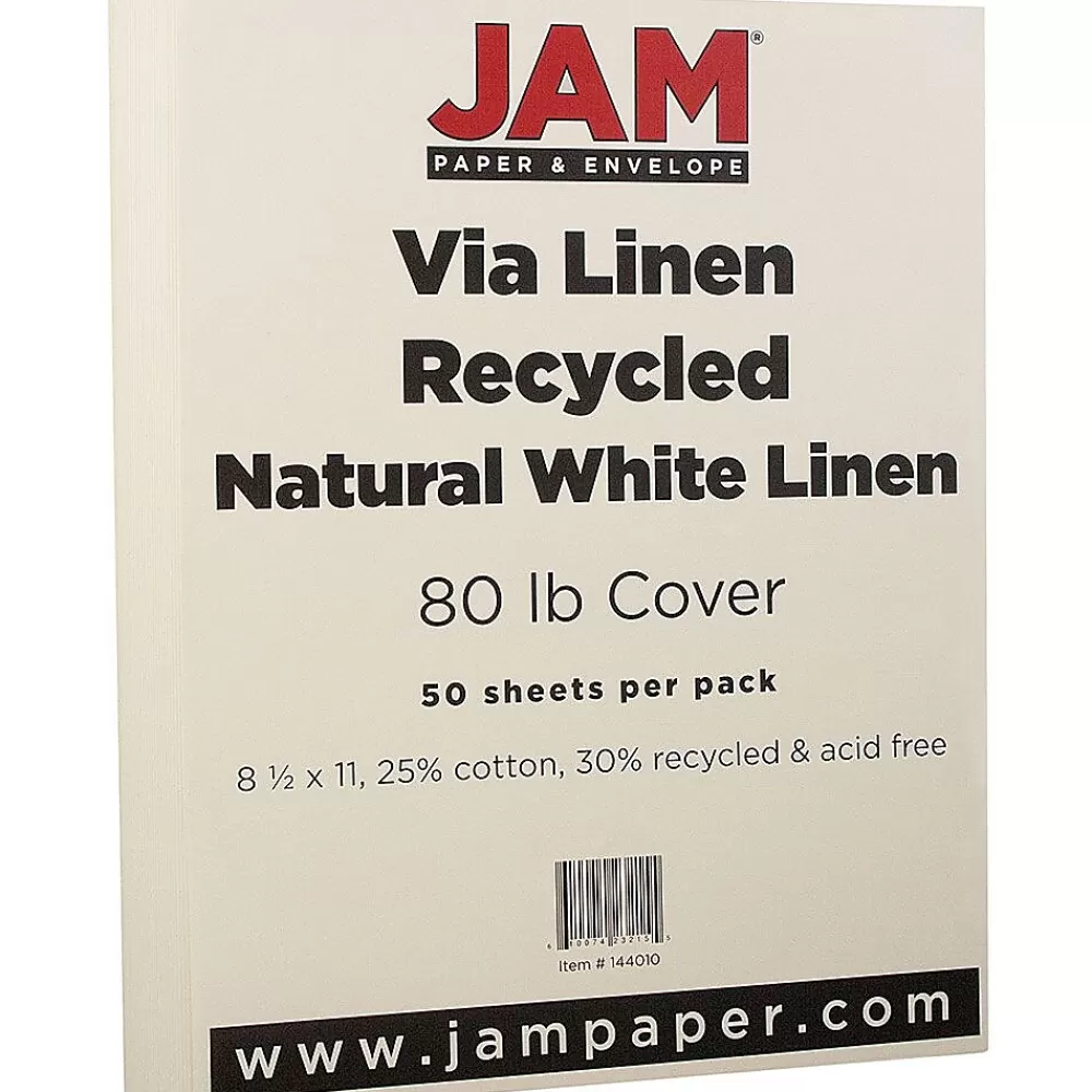 JAM Paper Strathmore 80 lb. Cardstock Paper, 8.5" x 11", Natural White, 50 Sheets/Pack (144010) Clearance