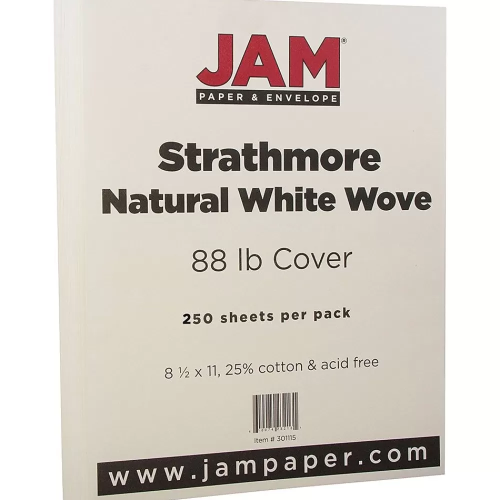 JAM Paper Strathmore 80 lb. Cardstock Paper, 8.5" x 11", Natural White, 250 Sheets/Ream (301115B) Outlet