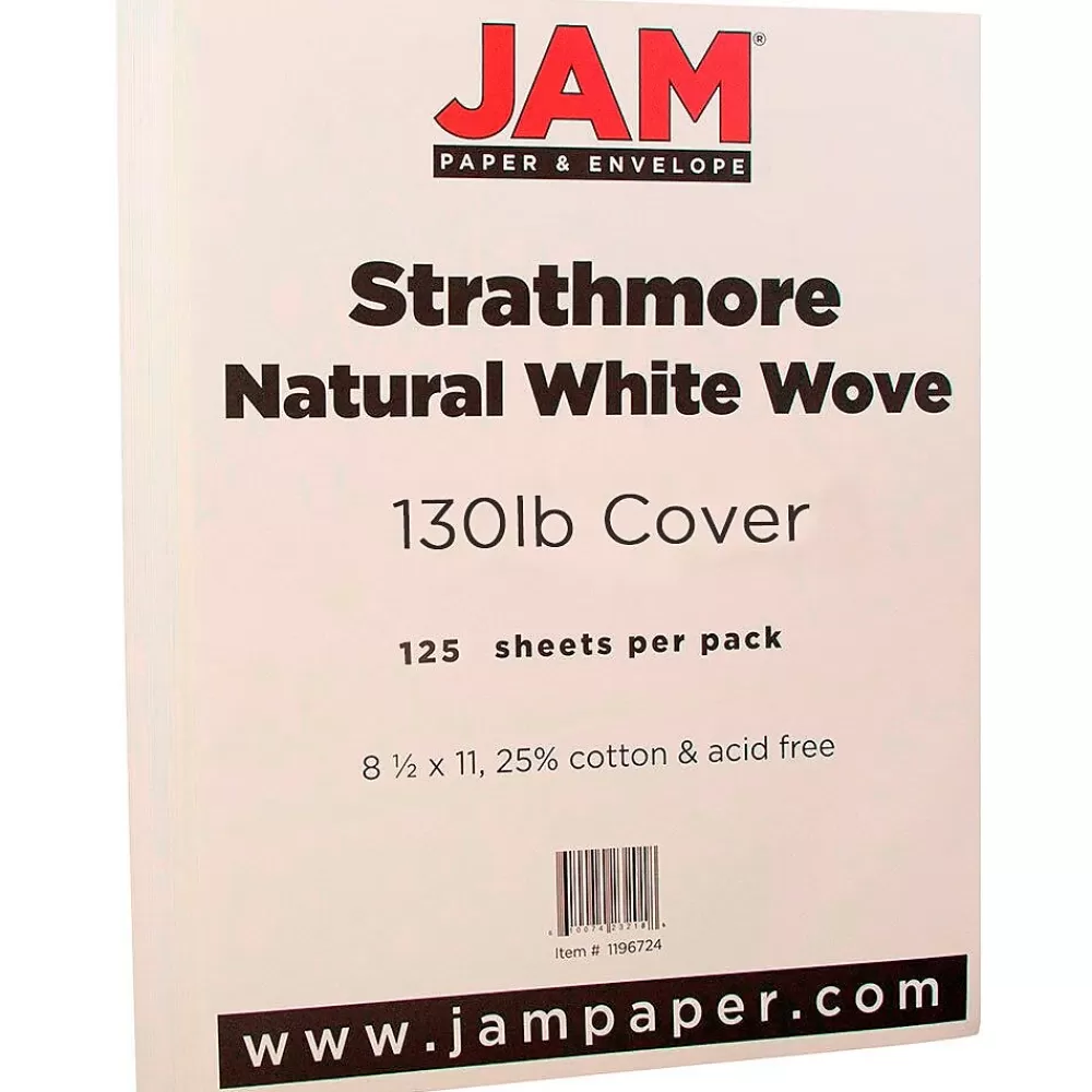 JAM Paper Strathmore 130 lb. Cardstock Paper, 8.5" x 11", Natural White, 125 Sheets/Ream (1196724B) Cheap