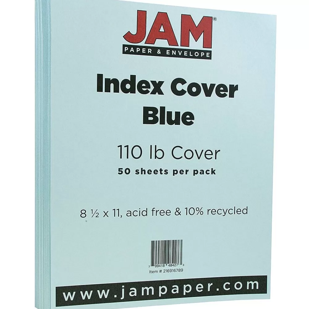 JAM Paper Vellum Bristol 100 lb. Cardstock Paper, 8.5" x 11", Blue, 50 Sheets/Pack (216916789) Flash Sale