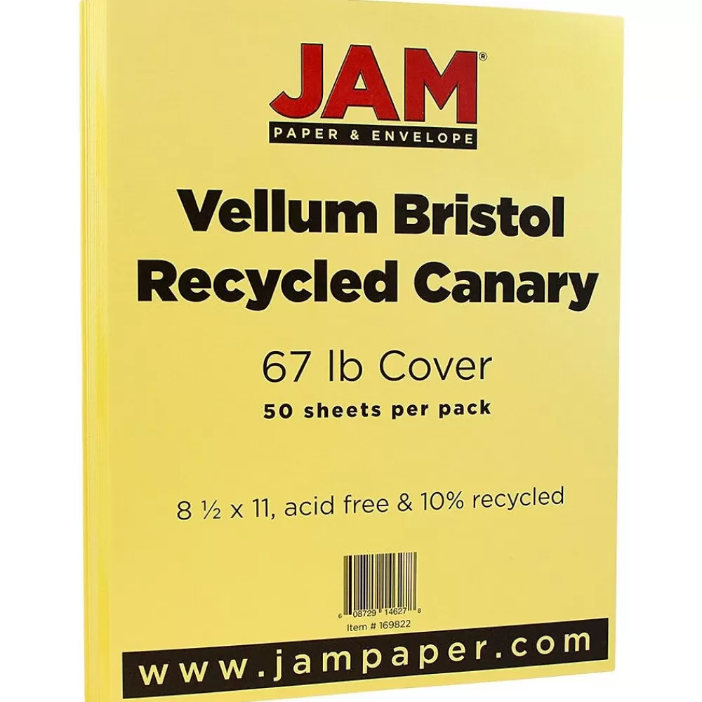 JAM Paper Vellum Bristol 67 lb. Cardstock Paper, 8.5" x 11", Canary Yellow, 50 Sheets/Pack (169822) Best