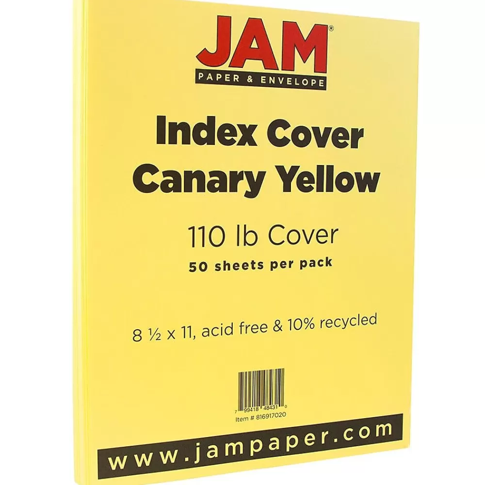 JAM Paper Vellum Bristol 110 lb. Cardstock Paper, 8.5" x 11", Canary Yellow, 50 Sheets/Pack (816917020) Store
