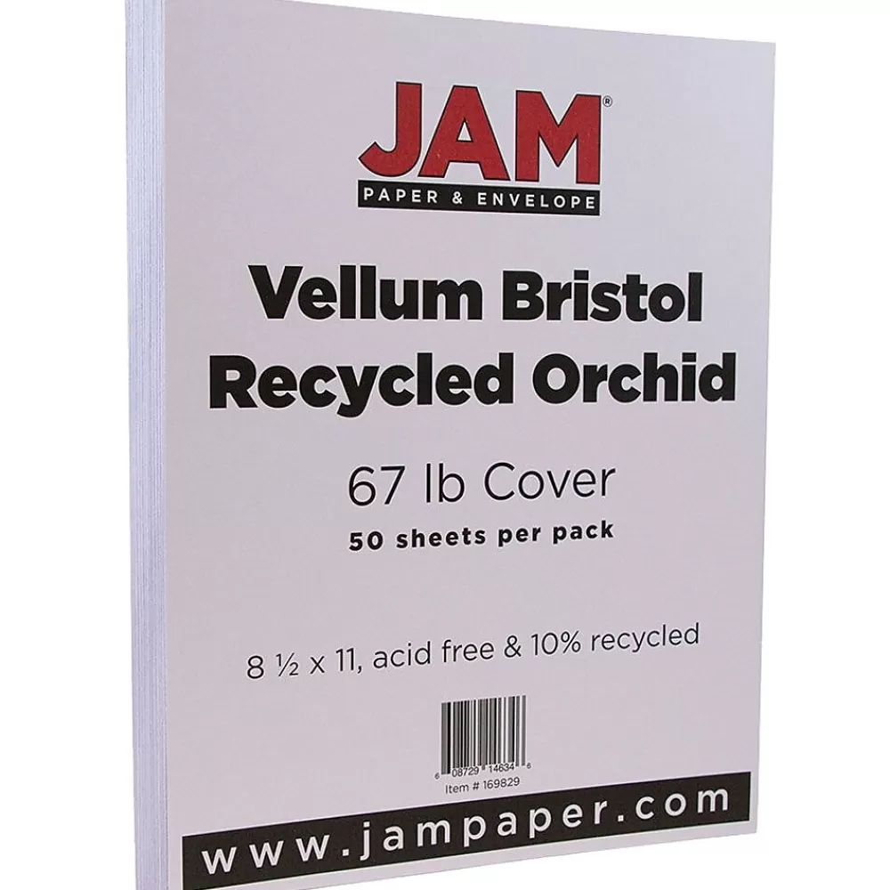 JAM Paper Vellum Bristol 67 lb. Cardstock Paper, 8.5" x 11", Orchid Purple, 50 Sheets/Pack (169829) Store