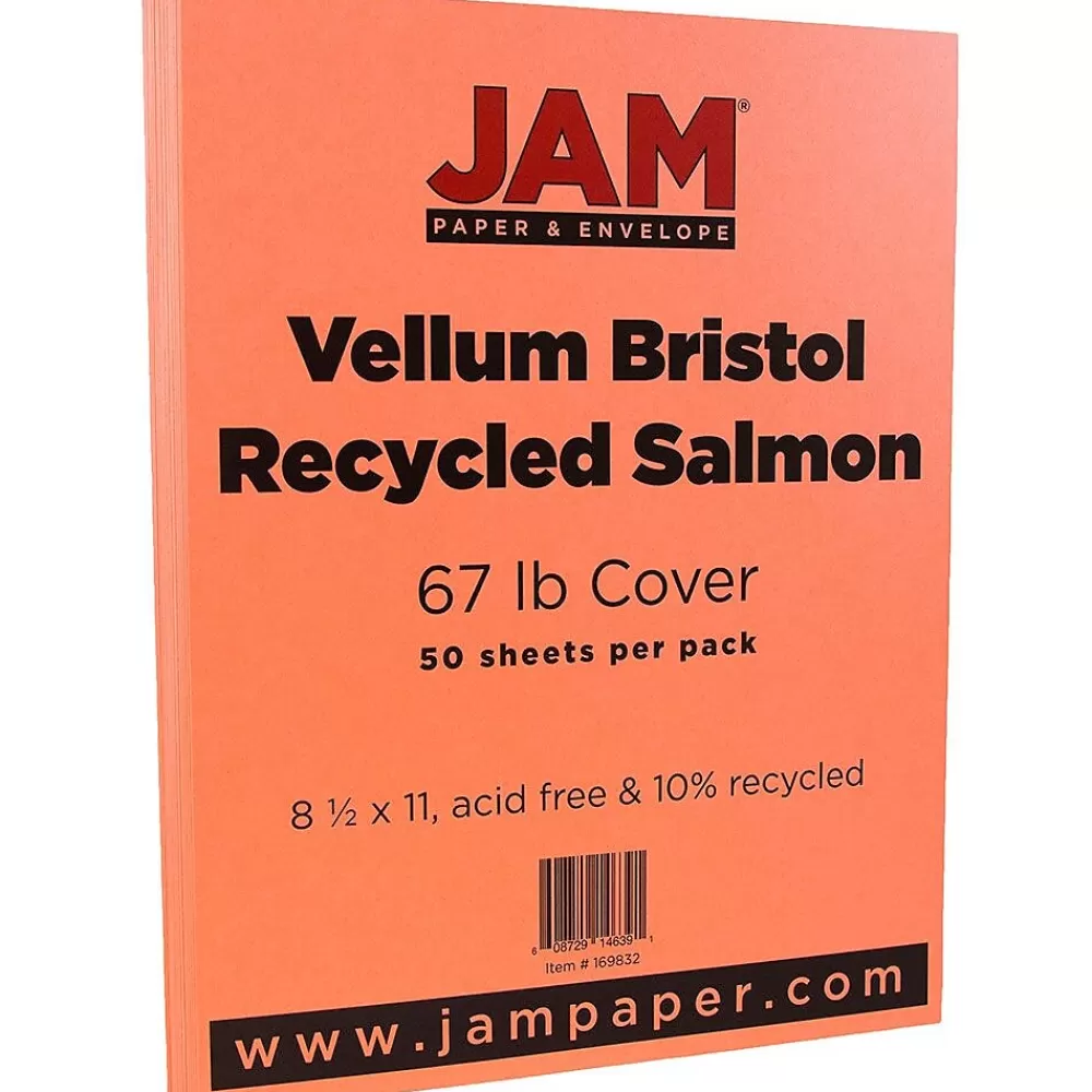JAM Paper Vellum Bristol 67 lb. Cardstock Paper, 8.5" x 11", Salmon Pink, 50 Sheets/Pack (169832) Best