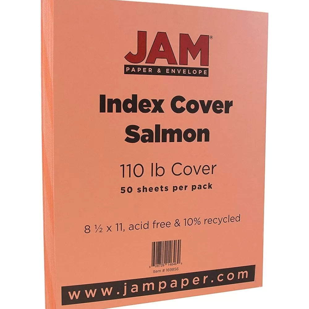 JAM Paper Vellum Bristol 110 lb. Cardstock Paper, 8.5" x 11", Salmon Pink, 50 Sheets/Pack (169856) Best Sale