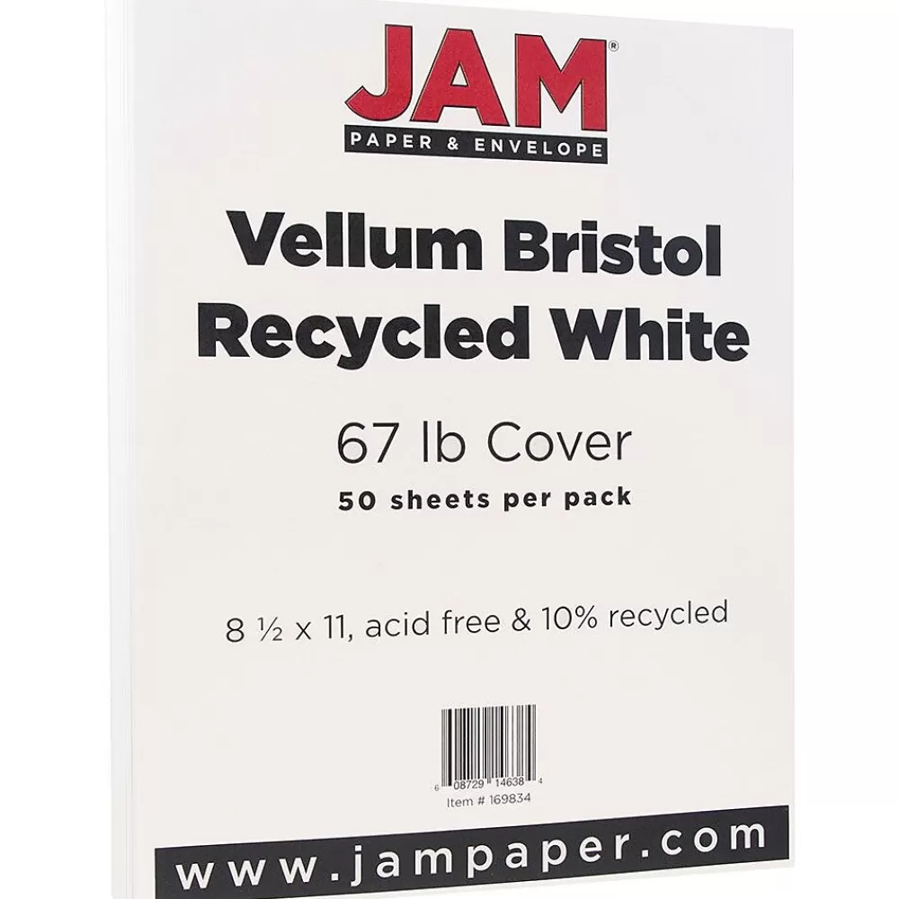 JAM Paper Vellum Bristol 67 lb. Cardstock Paper, 8.5" x 11", White, 50 Sheets/Pack (169834) Best