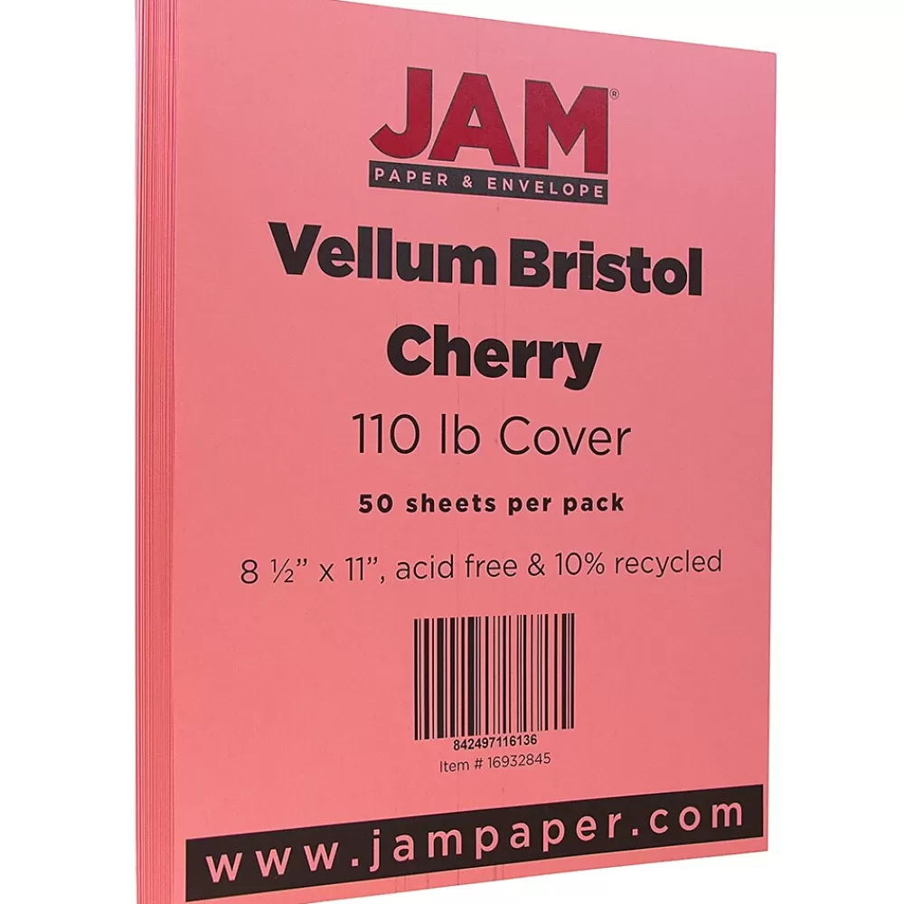 JAM Paper Vellum Bristol Cardstock Paper, 110 lbs., 8.5" x 11", Cherry Red, 50 Sheets/Pack (16932845) Hot