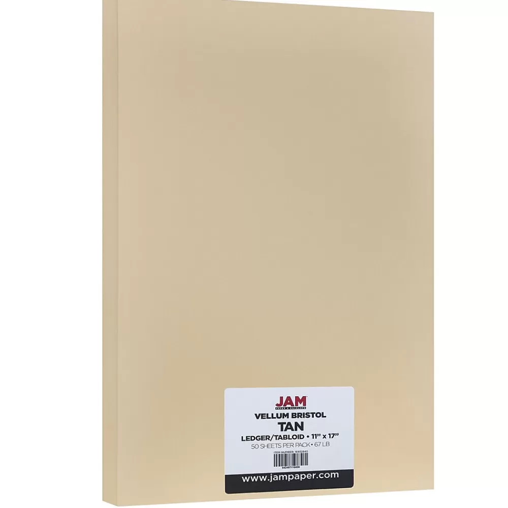 JAM Paper Vellum Bristol Cardstock Paper, 67 lbs., 11" x 17", Tan, 50 Sheets/Pack (16932840) Best Sale