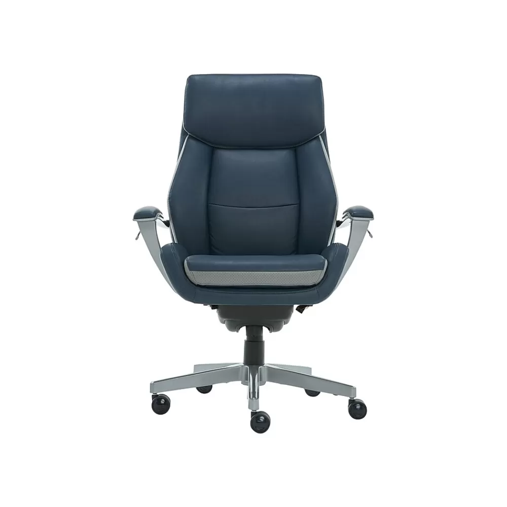 La-Z-Boy Alton Leather Executive Chair, Steel Blue/Light Gray (60029) Steel Blue/Gray Fashion