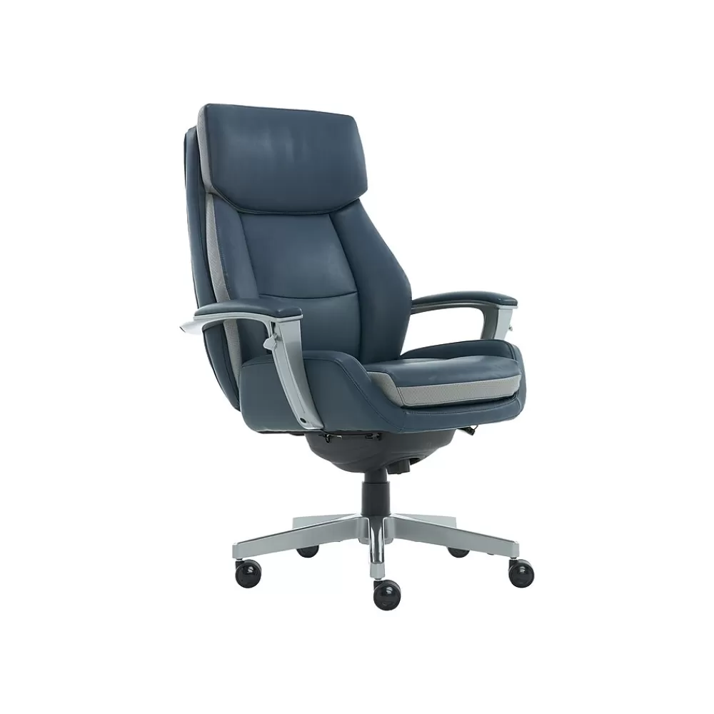 La-Z-Boy Alton Leather Executive Chair, Steel Blue/Light Gray (60029) Steel Blue/Gray Fashion