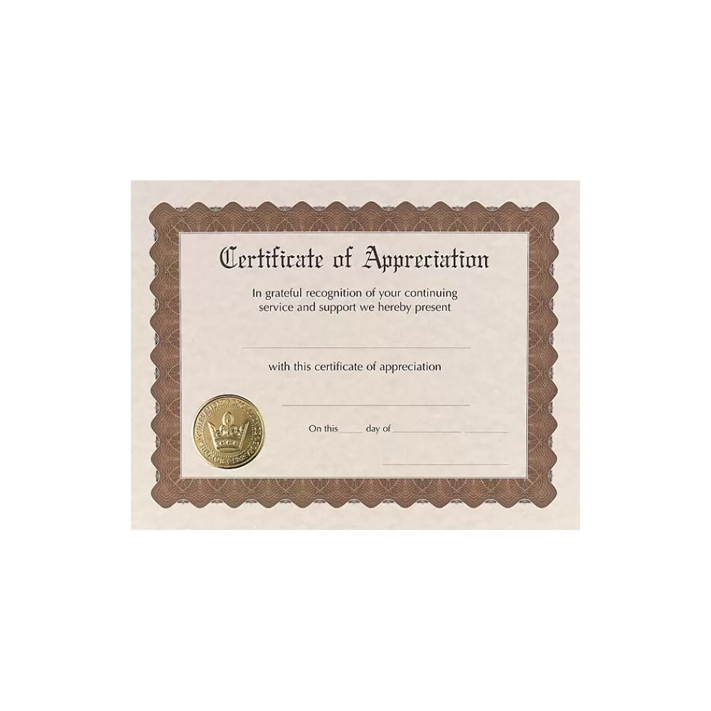 Masterpiece Studios Appreciation Certificates, 8.5" x 11", Metallic Gold, 18/Pack (20104238) Best Sale