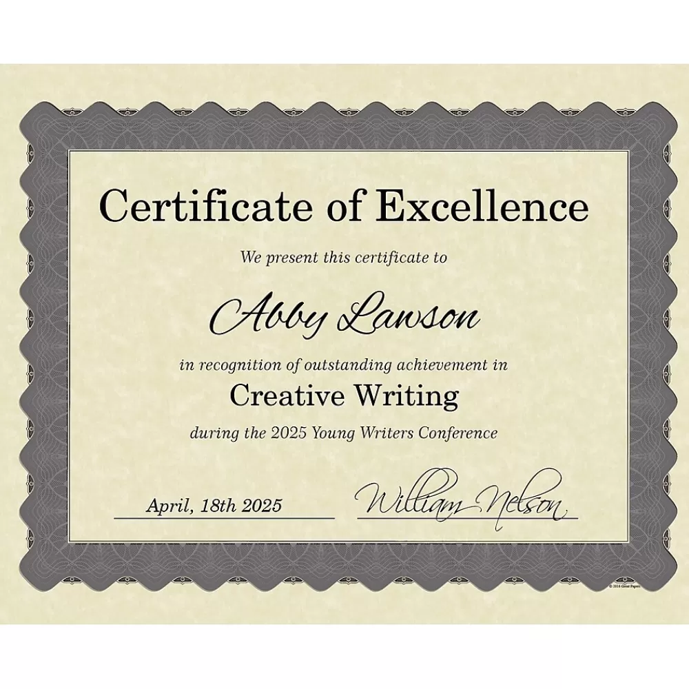 Masterpiece Studios Certificates, 8.5" x 11", Beige/Metallic Silver, 25/Pack (934325) Best