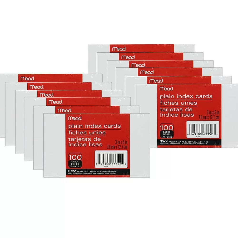 Mead Index Cards, 3" x 5", 100/Pack, 12 Packs (MEA63352-12) Hot