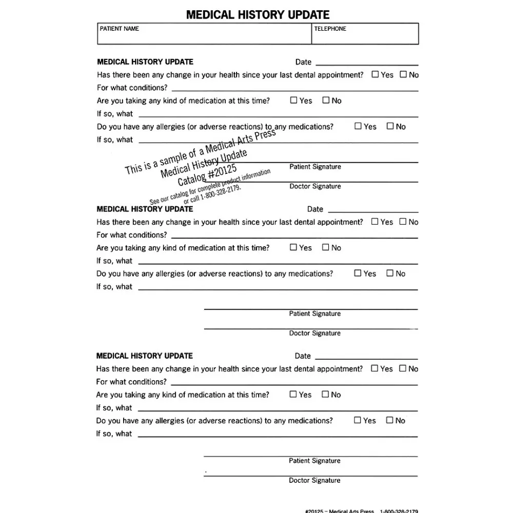 Medical Arts Press ® History Update Form, Dental Cheap