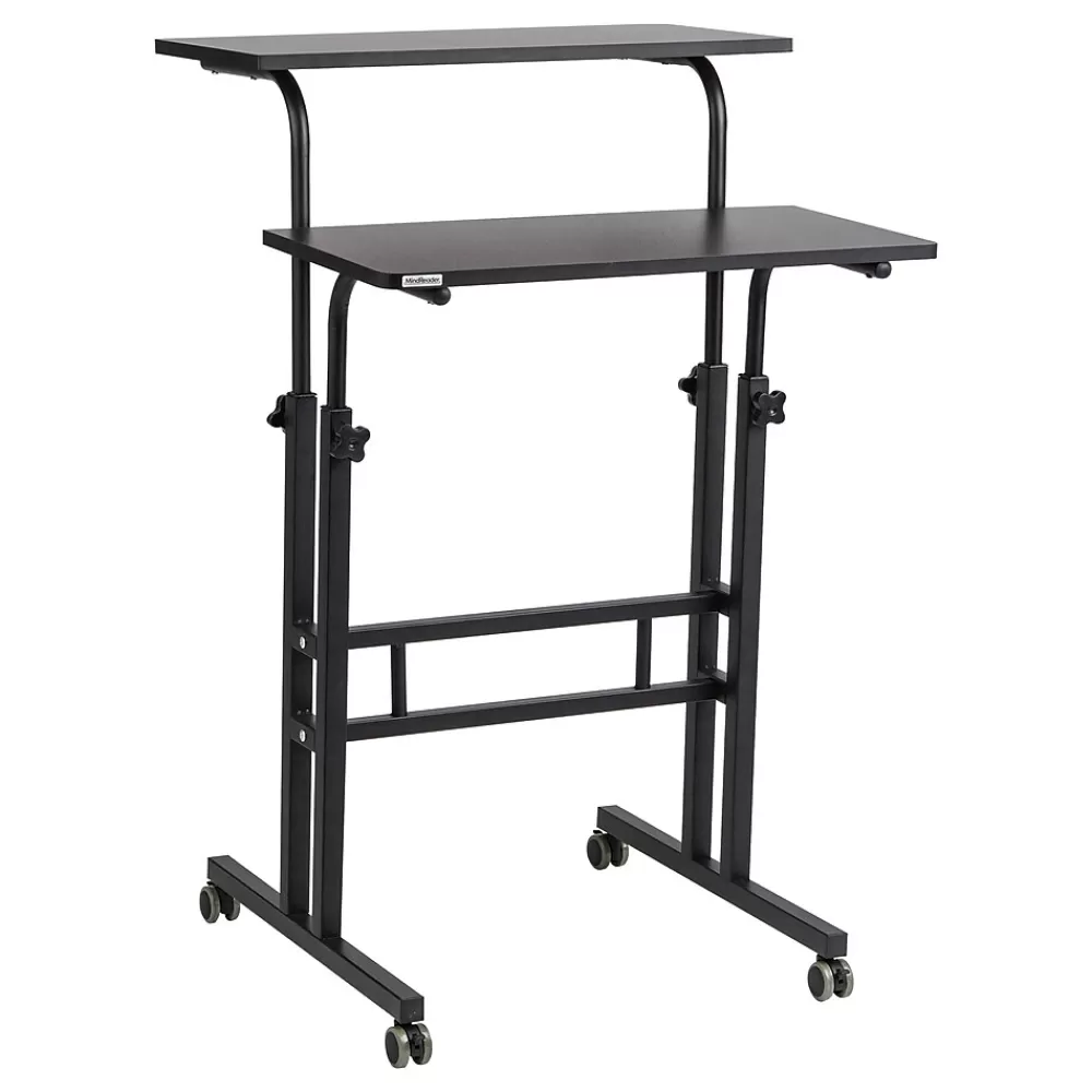 Mind Reader 27.5"- 39" Mobile Adjustable Sit/Stand Desk, Black (SDROLLXL-BLK) Flash Sale