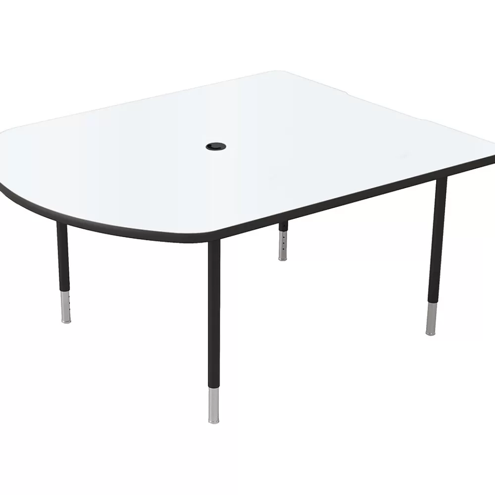 MooreCo MediaSpace 60" Table, White/Black (27749-MRKR-BK) Online