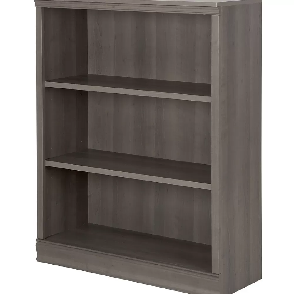 South Shore Morgan 3-Shelf Bookcase, Gray Maple (10152) Shop