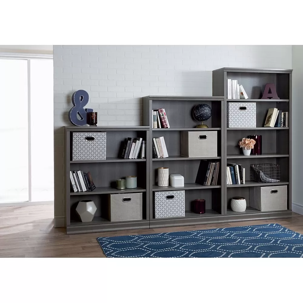 South Shore Morgan 3-Shelf Bookcase, Gray Maple (10152) Shop