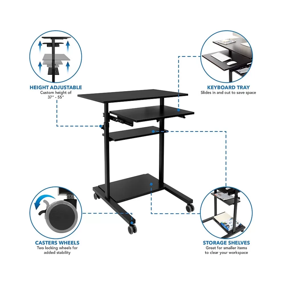 Mount-It! Mobile 32"W Adjustable Standing Desk, Black (MI-7998B) Best Sale