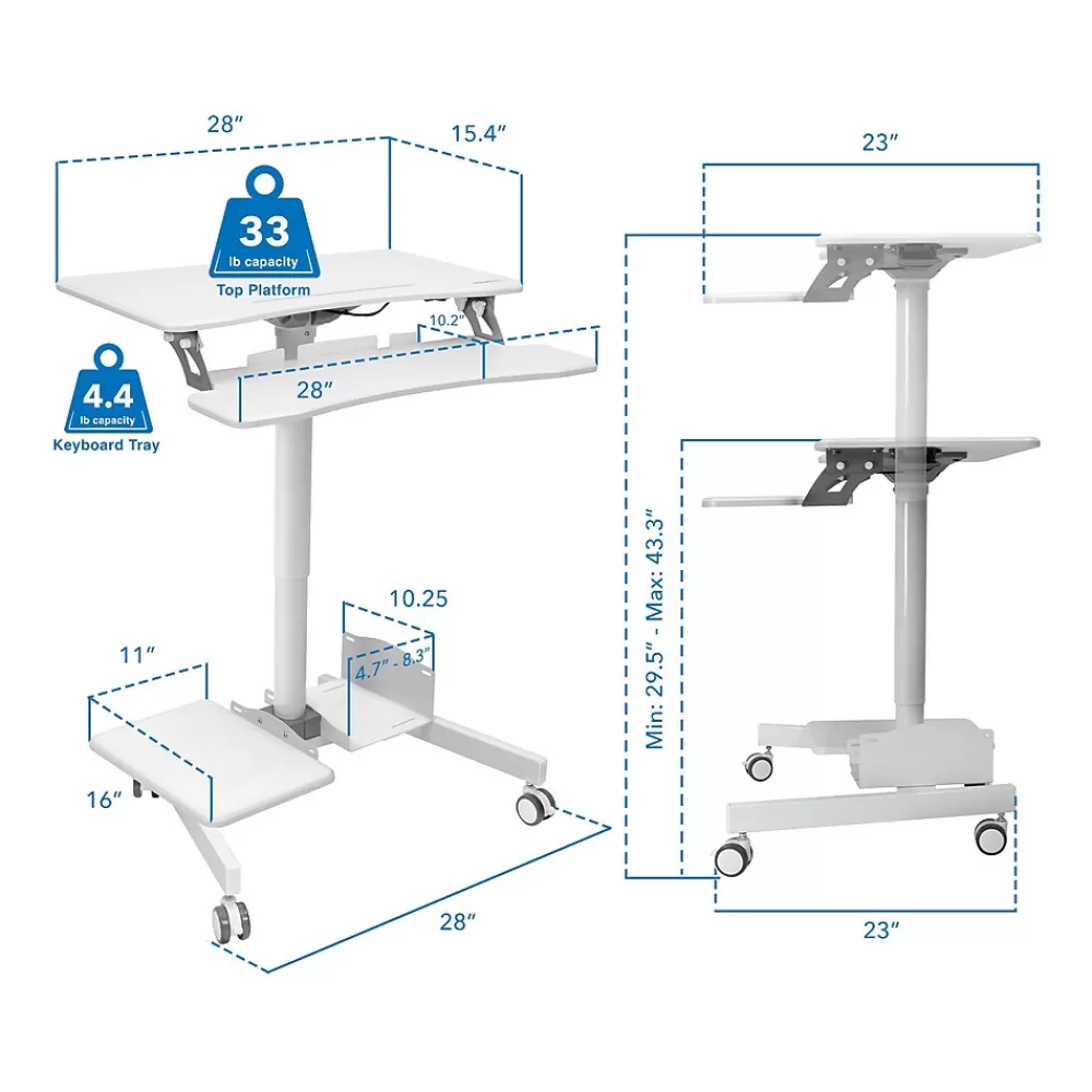 Mount-It! 28"W Adjustable Steel Standing Desk, White (MI-7979W) Online