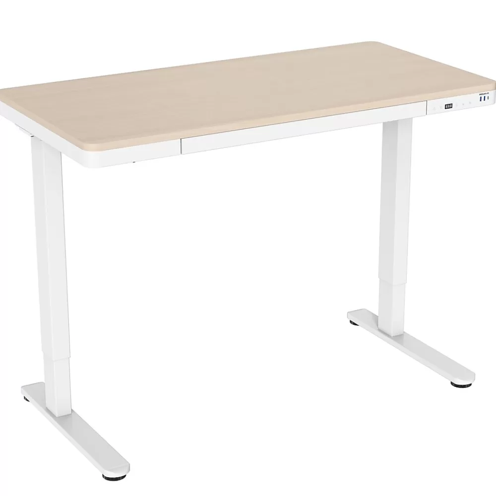 Mount-It! 47"W Electric Adjustable Standing Desk, Maple/White (MI-15004) Cheap