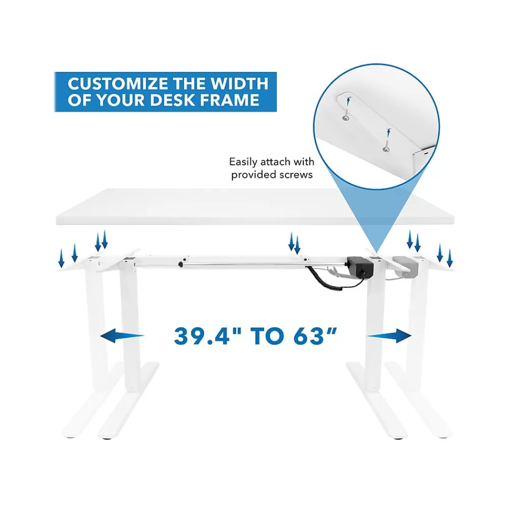 Mount-It! 55"W Electric Adjustable Standing Desk, (MI-18061) White Cheap