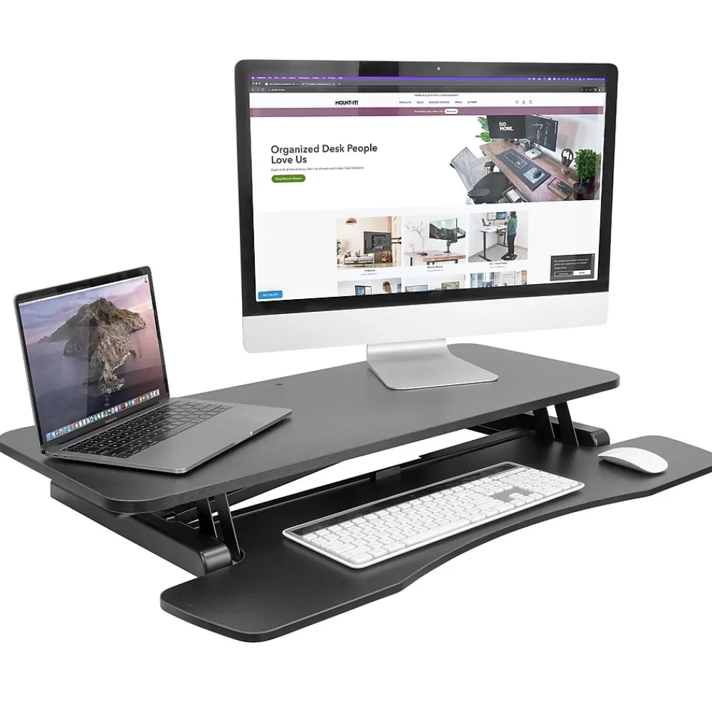 Mount-It! 36"W Manual Adjustable Standing Desk Converter, Black (MI-8050) Store