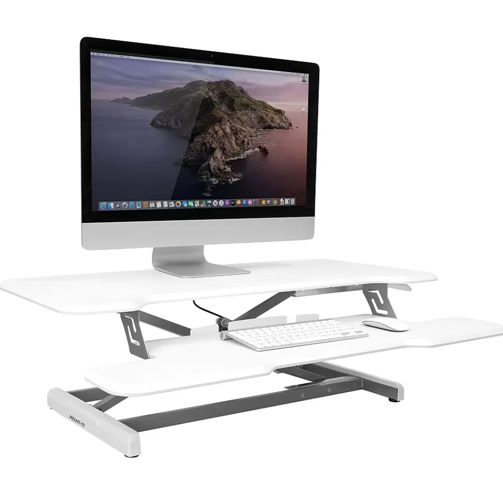 Mount-It! 38"W Manual Adjustable Standing Desk Converter, White (MI-15005) Discount