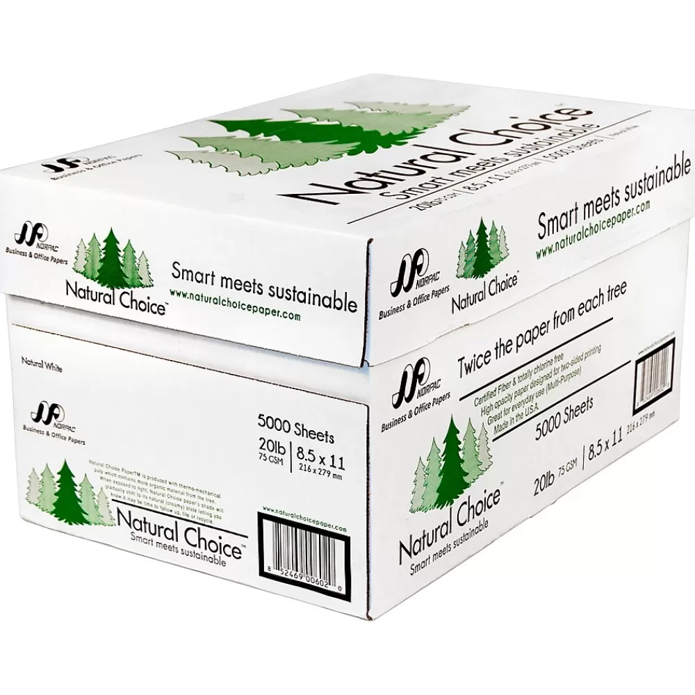 Natural Choice 8.5" x 11" Multipurpose Paper, 20 lbs., 92 Brightness, 5000 Sheets/Carton (MNW000-01) Flash Sale