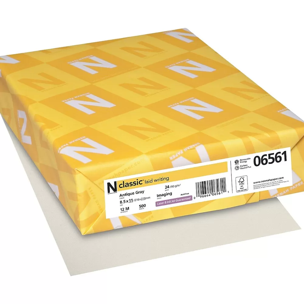 Neenah Paper Classic® 8 1/2" x 11" 24 lbs. Laid Writing Imaging Paper, Antique Gray, 500/Ream Online