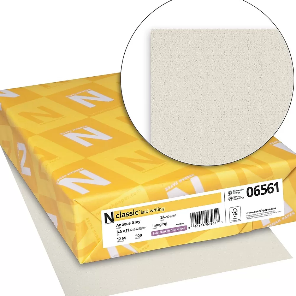 Neenah Paper Classic® 8 1/2" x 11" 24 lbs. Laid Writing Imaging Paper, Antique Gray, 500/Ream Online