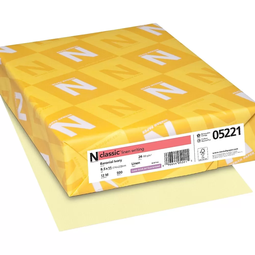 Neenah Paper Classic® 8 1/2" x 11" 24 lbs. Linen Writing Paper, Baronial Ivory, 500/Ream Online