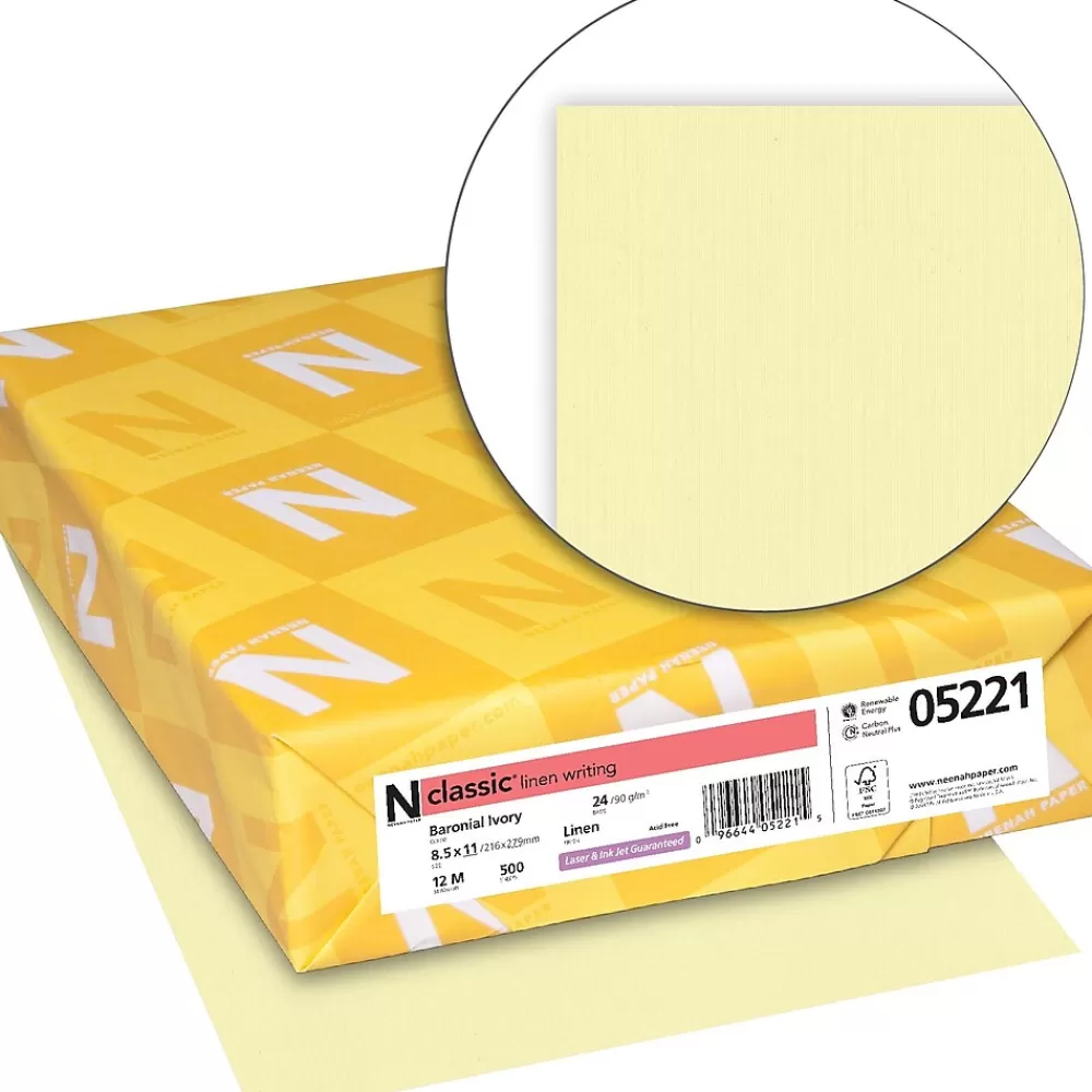 Neenah Paper Classic® 8 1/2" x 11" 24 lbs. Linen Writing Paper, Baronial Ivory, 500/Ream Online