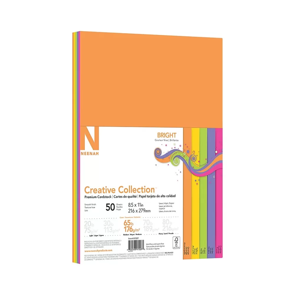 Neenah Paper Creative Collection 65 lb. Cardstock Paper, 8.5" x 11", Assorted Colors, 50 Sheets/Pack (91507) Discount