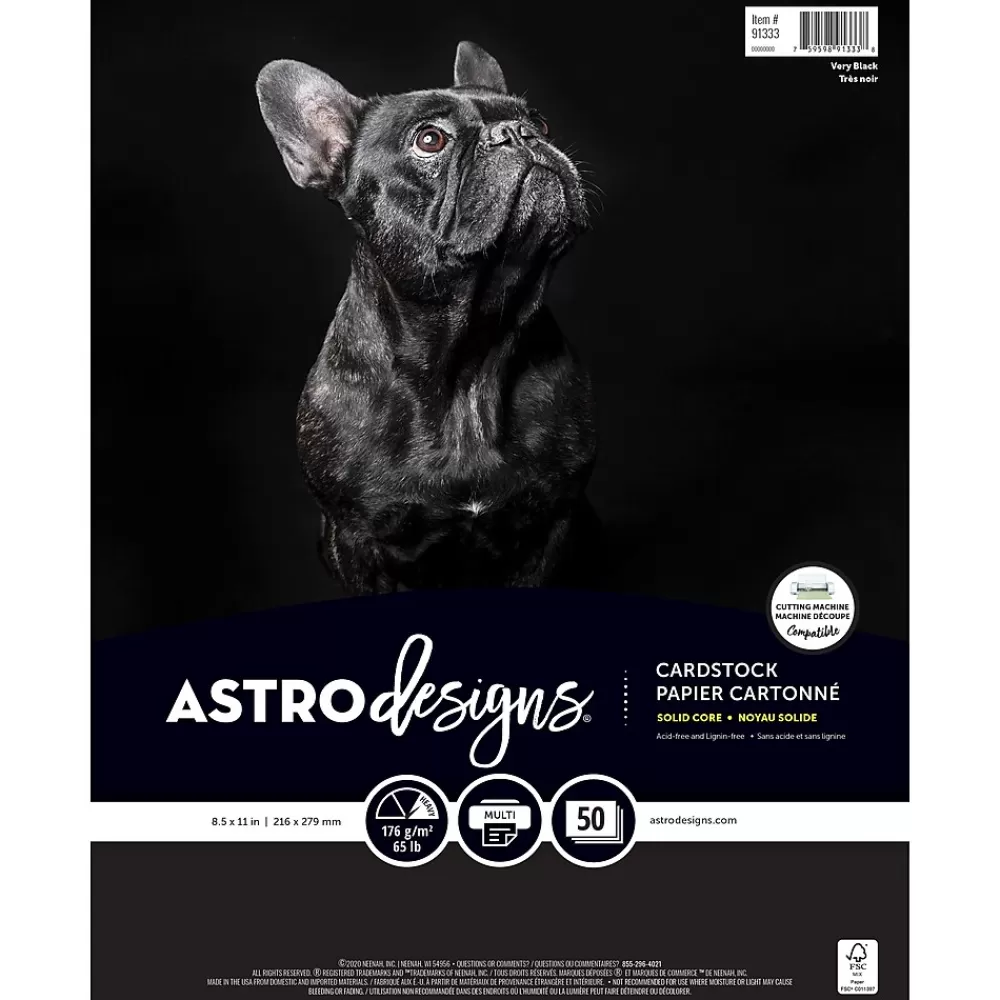 Neenah Paper Creative Collection 65 lb. Cardstock Paper, 8.5" x 11", Black, 50 Sheets/Ream (91333-01) Clearance