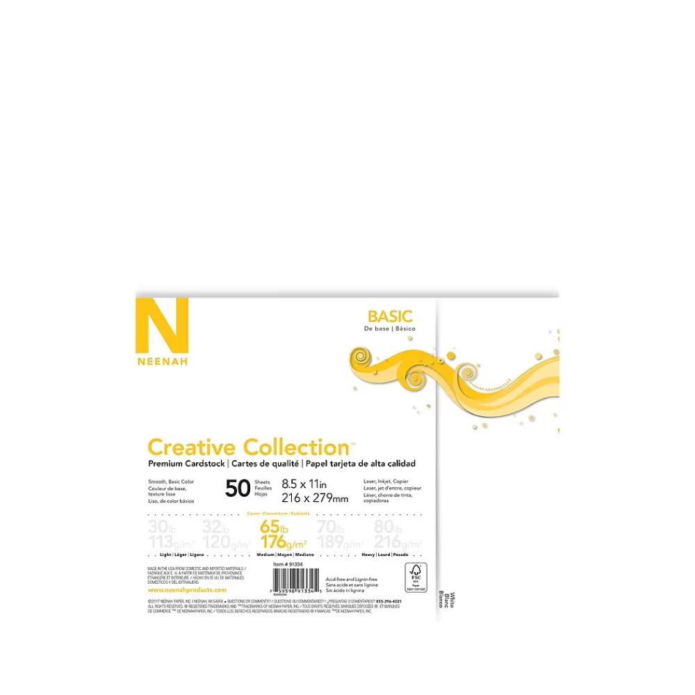 Neenah Paper Creative Collection Basics Cardstock Paper, 65 Lbs., 8.5" x 11", White, 50/Pack (91334) Hot