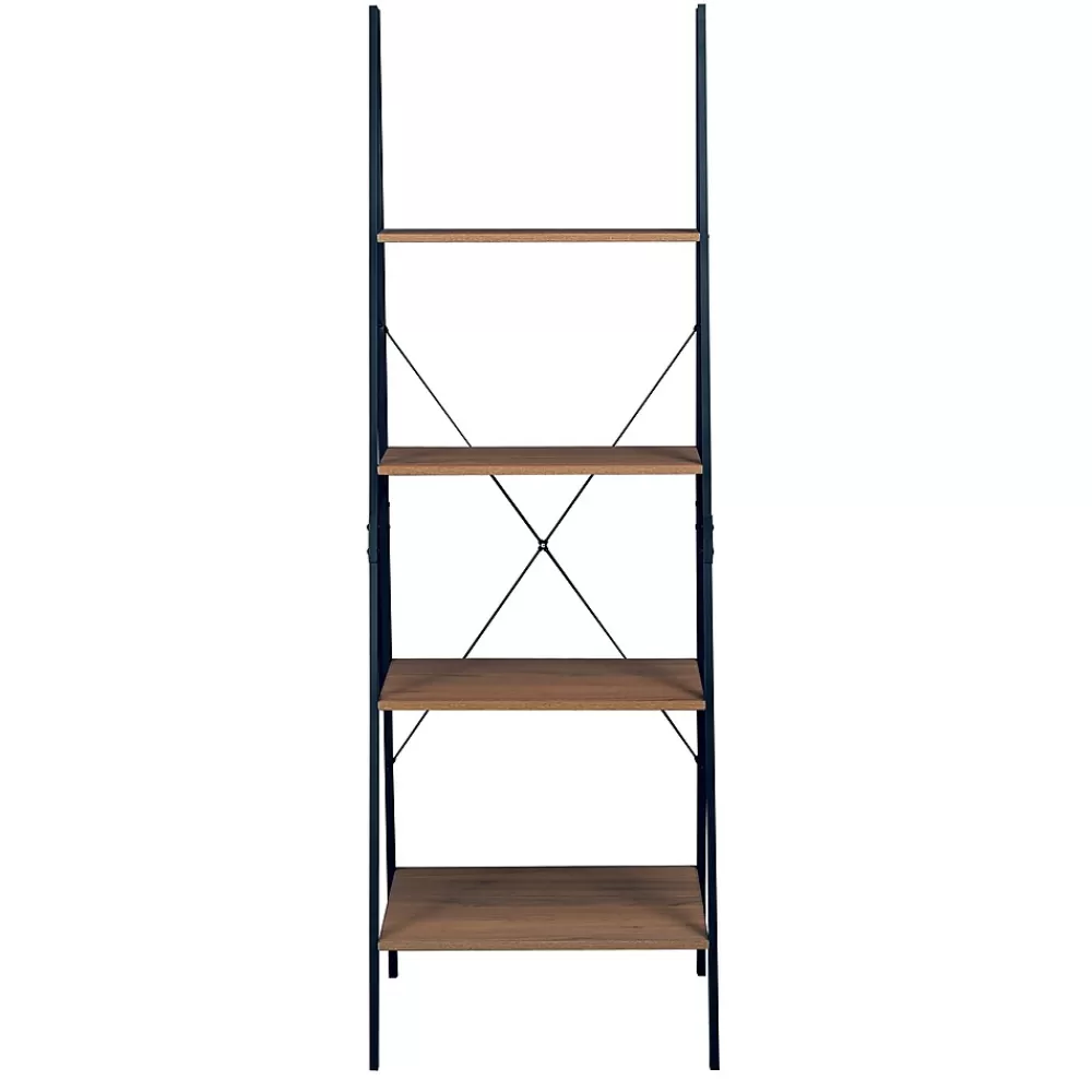 Niche Soho 4 Shelf 72"H Ladder Bookcase, Urban Walnut (NSBC7224UW) Discount