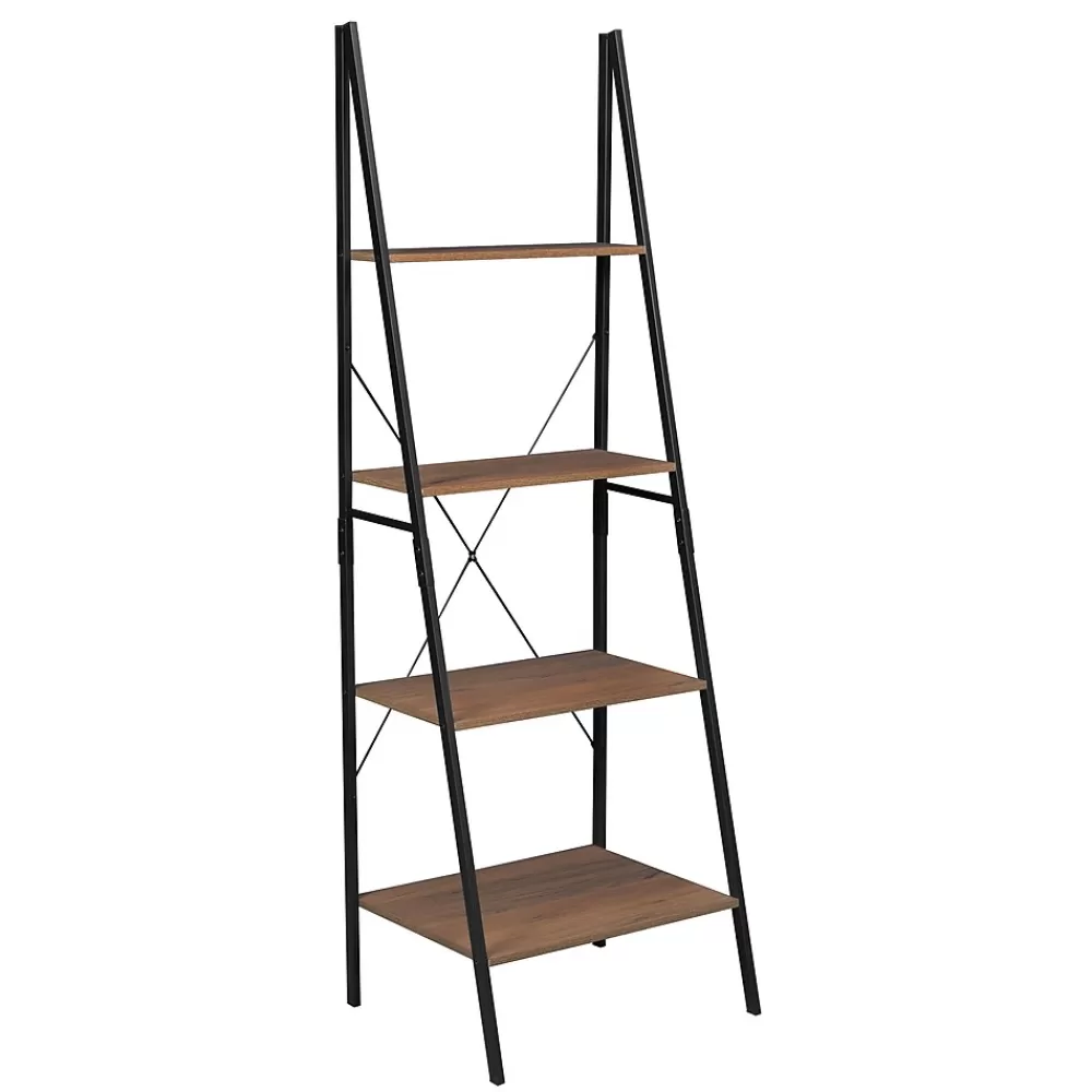 Niche Soho 4 Shelf 72"H Ladder Bookcase, Urban Walnut (NSBC7224UW) Discount