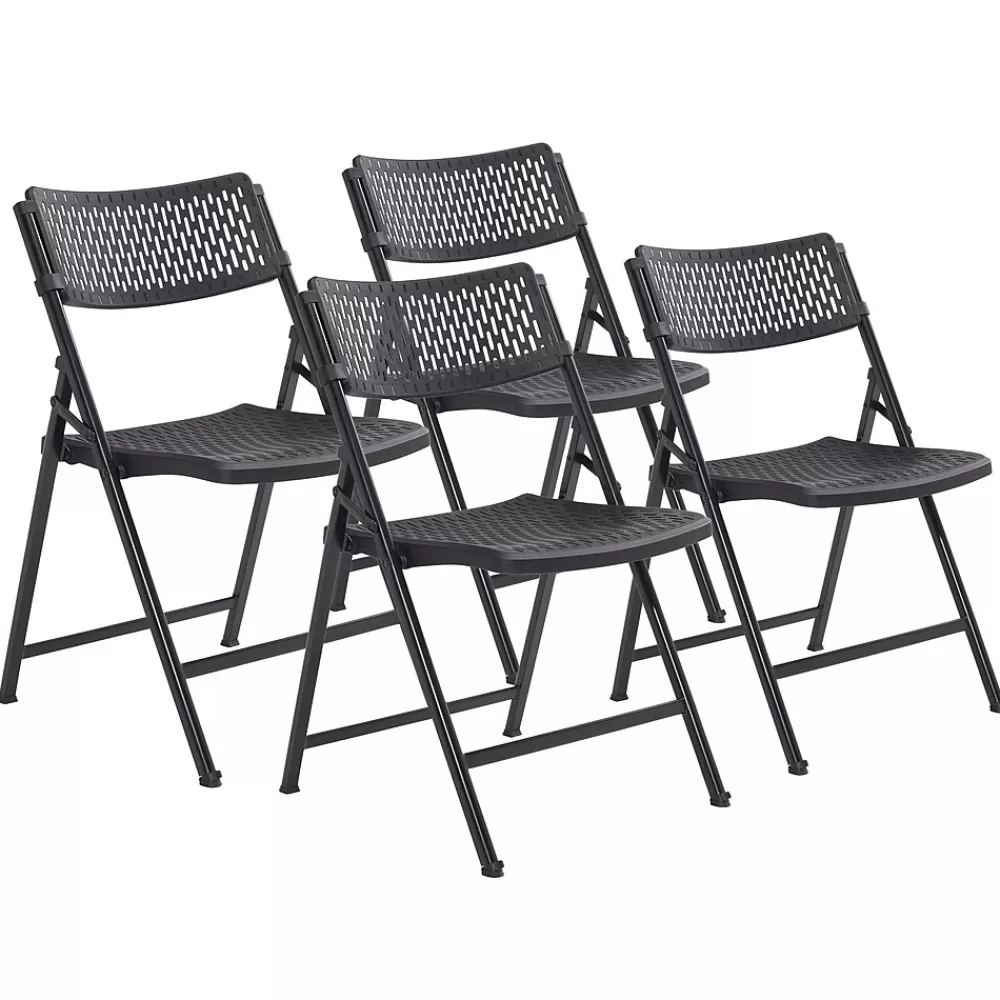 National Public Seating NPS AirFlex Series Premium Polypropylene Folding Chair, Black, 4/Pack (1410) Sale