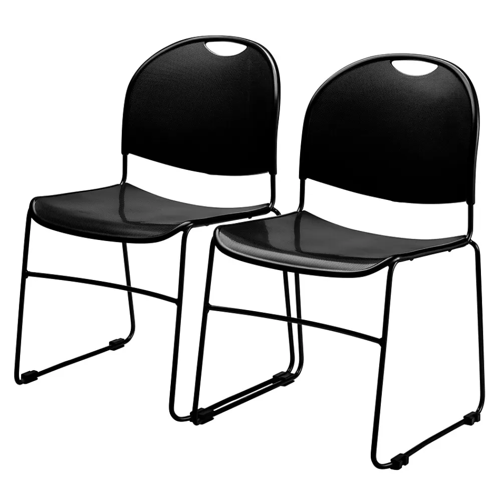 National Public Seating NPS Commercialine 850 Series Ultra Compact Stack Chair, Black (850-CL) New