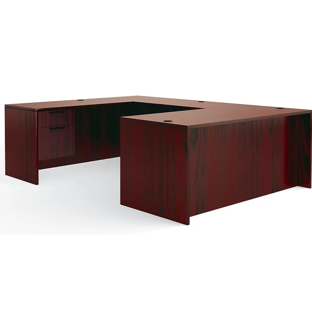 Global Offices to Go Superior Laminate Executive Desk Bundle, American Mahogany (TDOTG1-AML) Cheap
